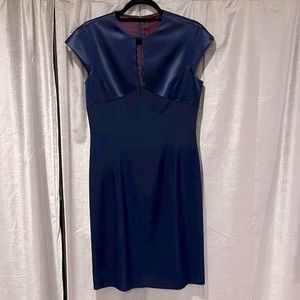 Tahari Navy Blue Sheath Party Dress
